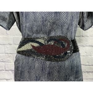 Vintage 80's Marchan Luxurious Beaded Belt with Leather Backing